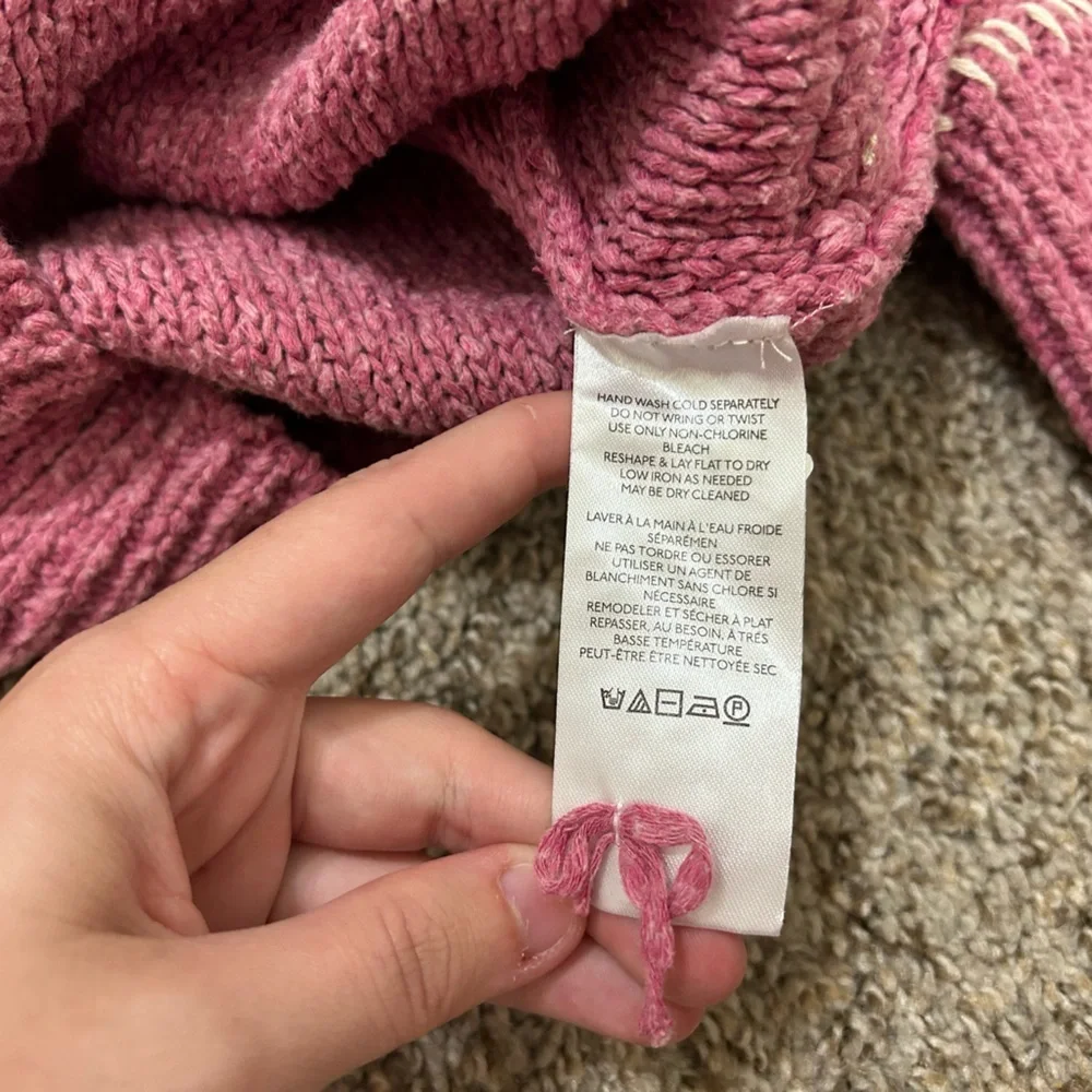 Anthropologie Pilcro Yin Yang Icon Heart Cardigan Pink Size XS Spring Preppy - Picture 12 of 15